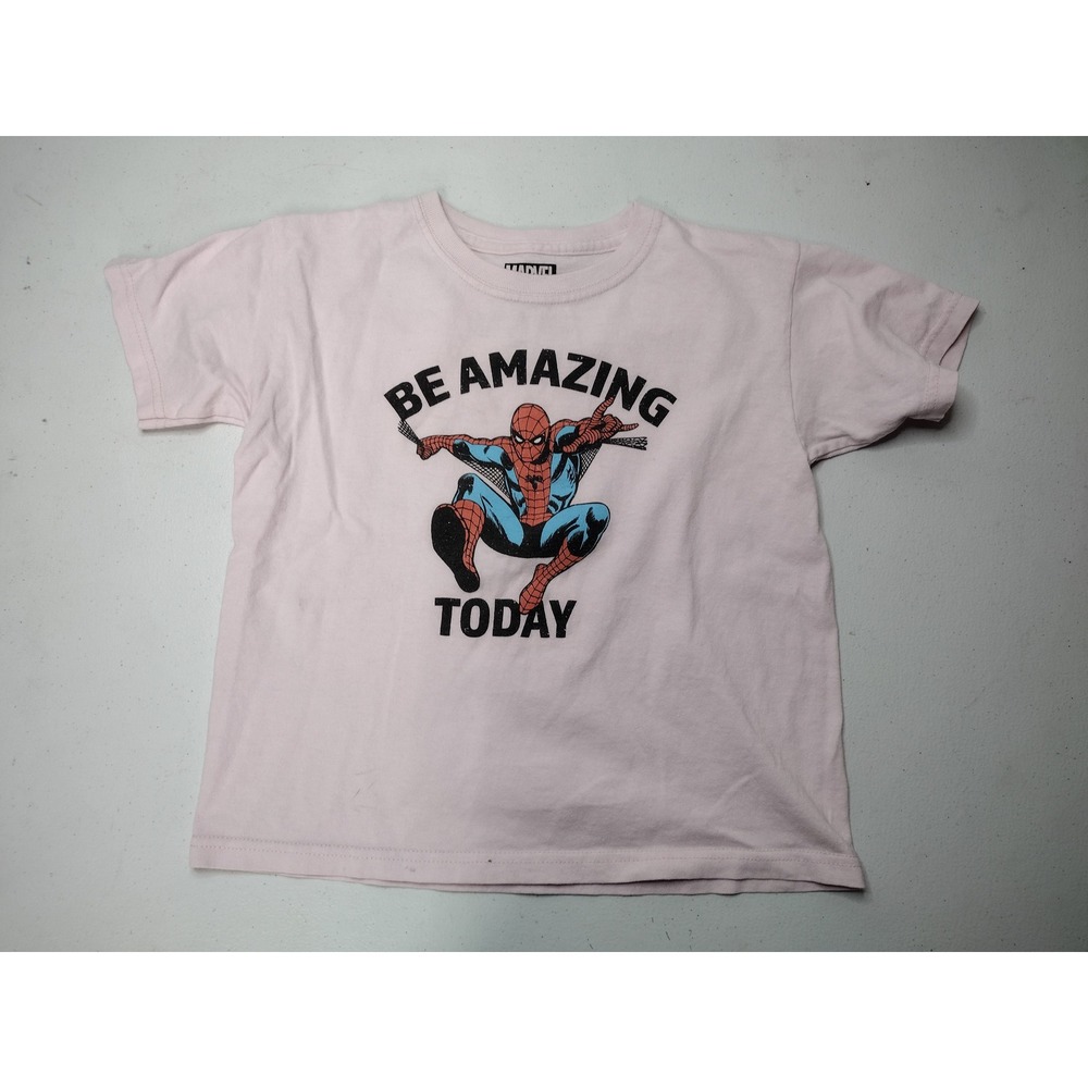 Marvel Kids Pink Spider-Man Be‎ Amazing Today Graphic Tee Shirt Size 7